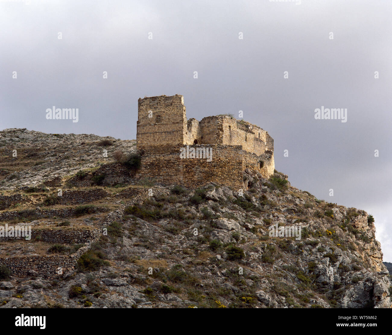 L'Espagne. La Rioja. Muro de Aguas. Ancienne église de Sainte Marie (16e siècle). Les trois autres murs étaient une partie de la tour du château, appelé "Castillo" (château). Banque D'Images