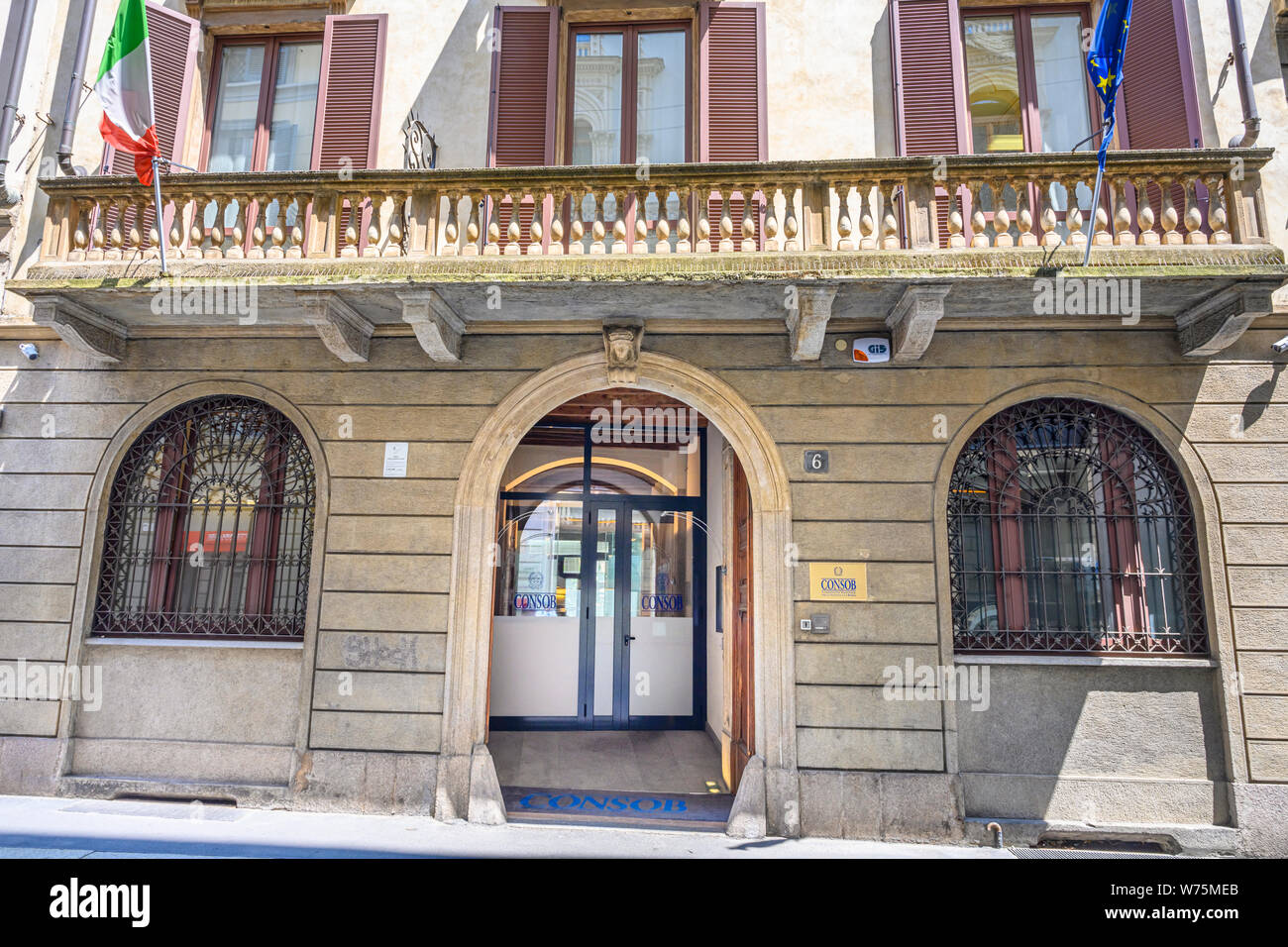 Milan, Italie - 18 juillet 2019 : les sociétés italiennes est la CONSOB and Exchange Commission. C'est principalement le pouvoir de surveiller le marché des valeurs mobilières et Banque D'Images