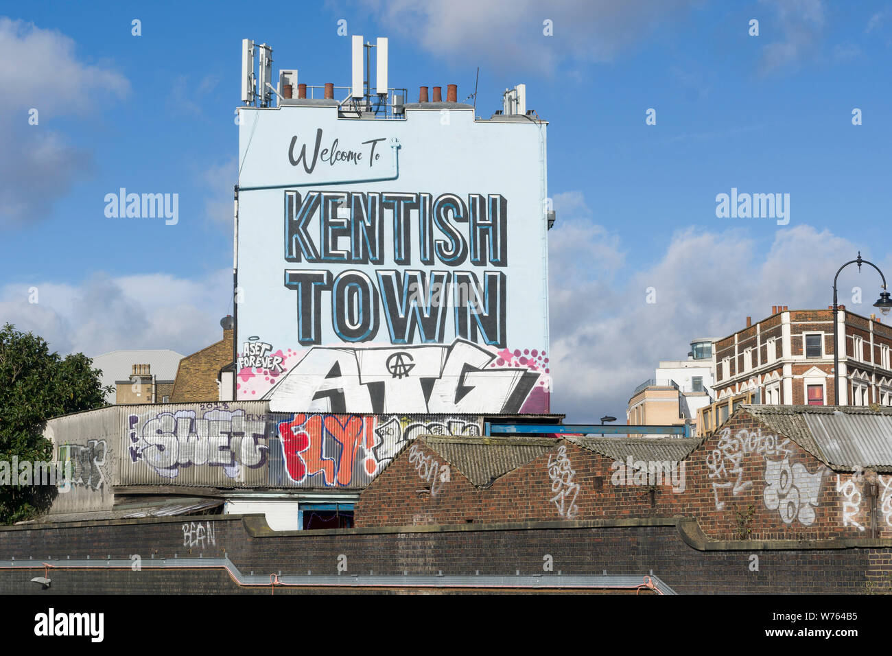 Signe, Kentish Town Kentish Town, Londres, Grande-Bretagne. Banque D'Images