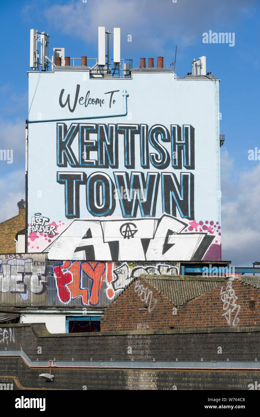 Signe, Kentish Town Kentish Town, Londres, Grande-Bretagne. Banque D'Images