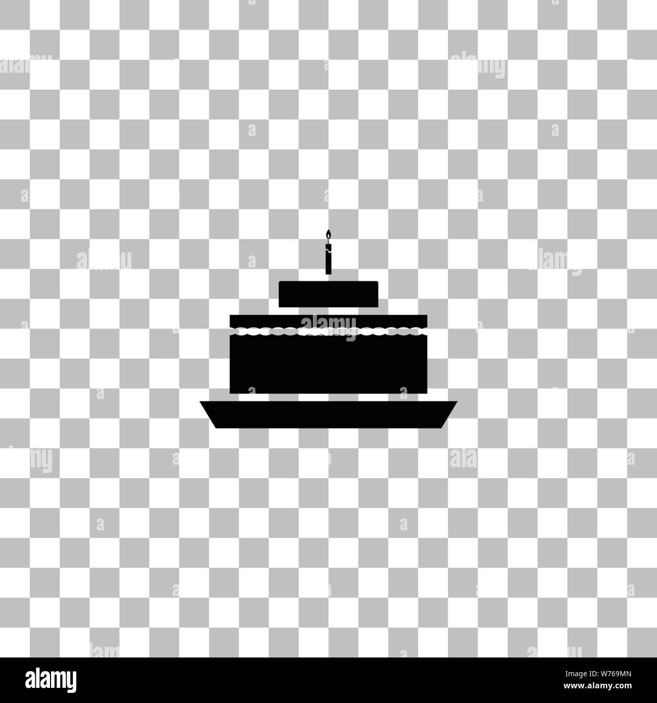 Gateau D Anniversaire Icone Plat Noir Sur Fond Transparent Les Pictogrammes Pour Votre Projet Image Vectorielle Stock Alamy