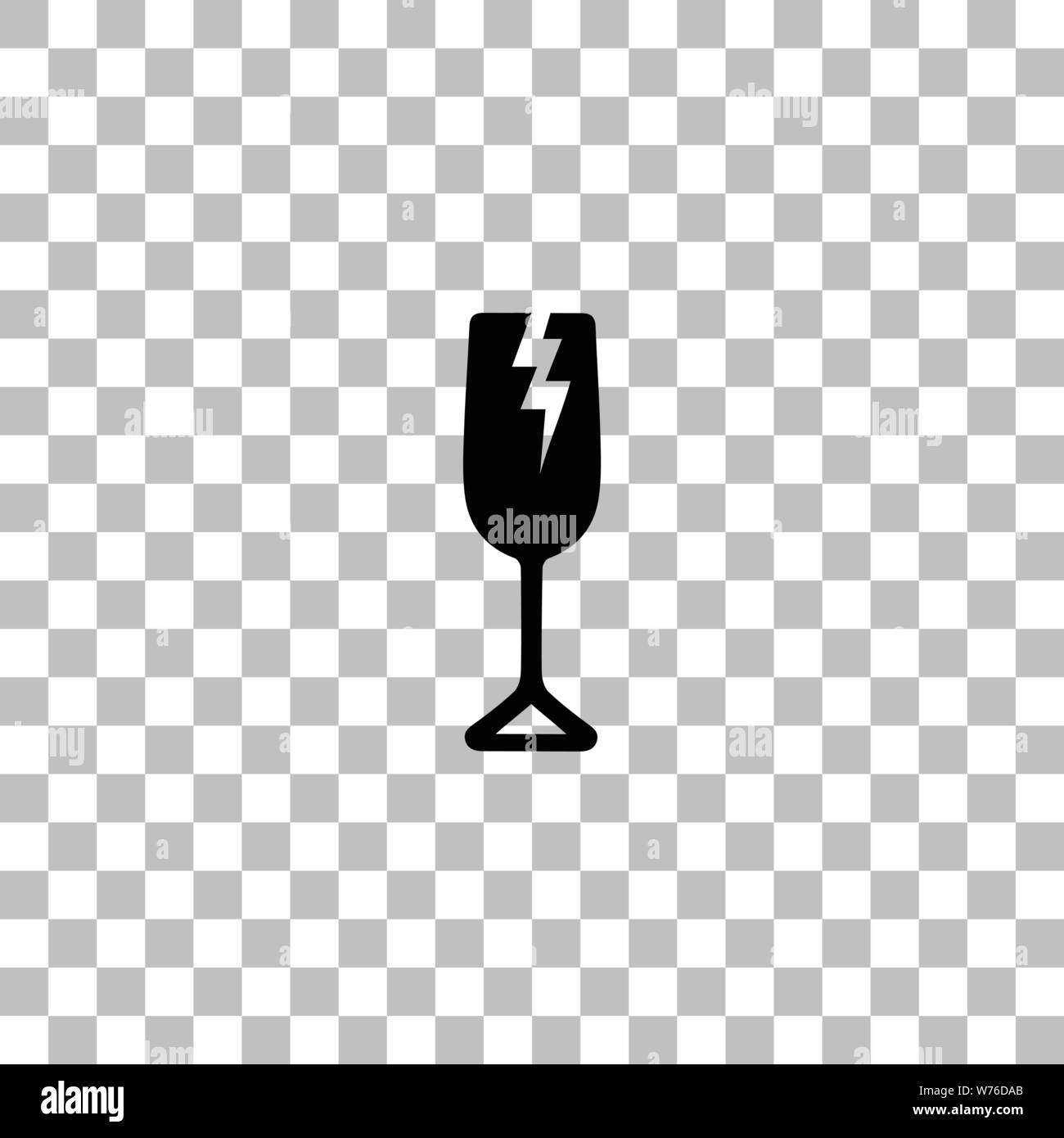 En verre craquelé. Icône plat noir sur fond transparent. Les pictogrammes pour votre projet Illustration de Vecteur