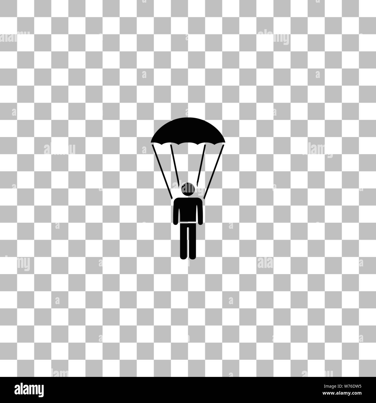 Parachutiste. Icône plat noir sur fond transparent. Les pictogrammes pour votre projet Illustration de Vecteur