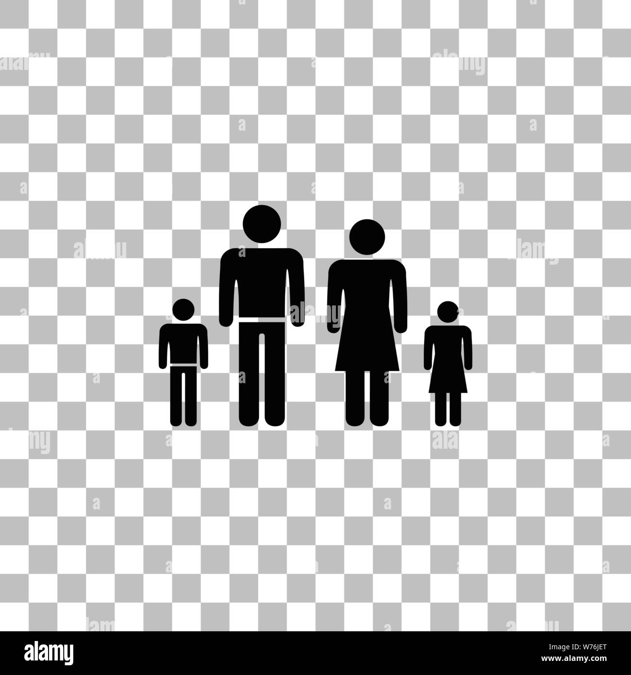 La famille. Icône plat noir sur fond transparent. Les pictogrammes pour votre projet Illustration de Vecteur