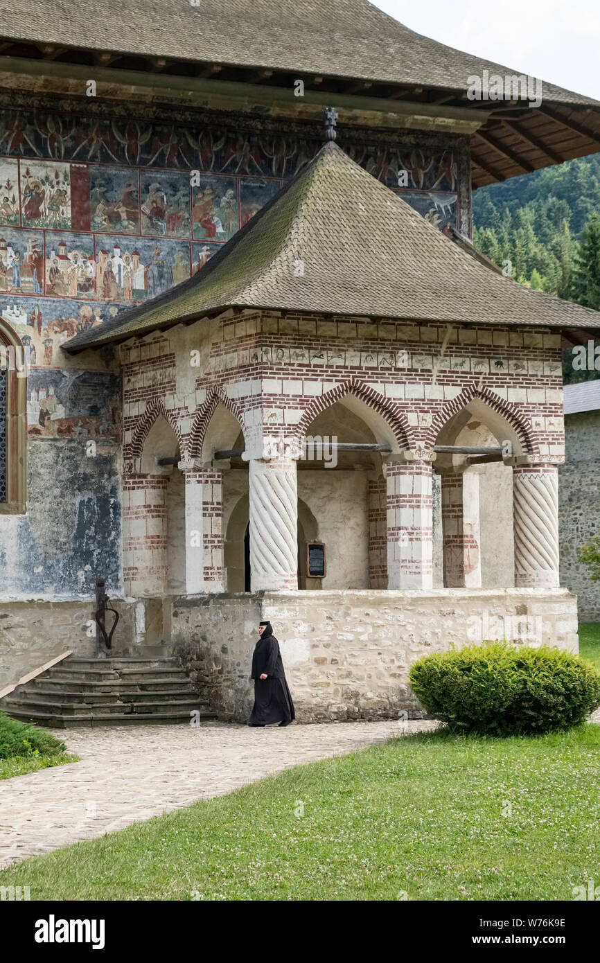 Mănăstirea Sucevița Sucevița (monastère), la Bucovine, Roumanie. L'un des célèbres églises peintes de Moldavie, il a été décoré en 1601 Banque D'Images