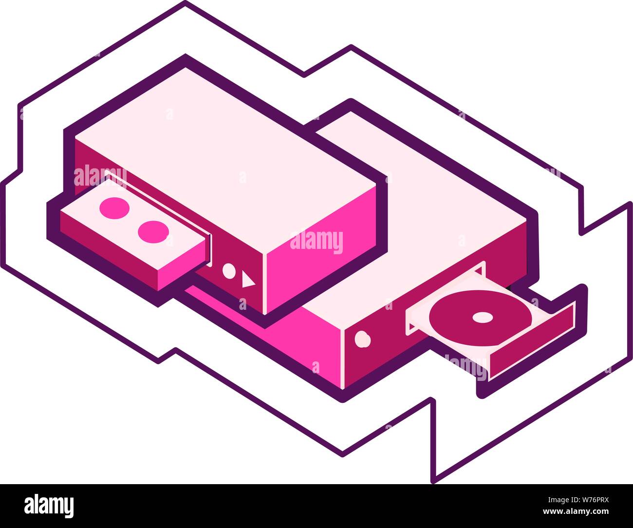 DVD & VHS simple emblématique graphique machines avec un schéma électrique contours Illustration de Vecteur