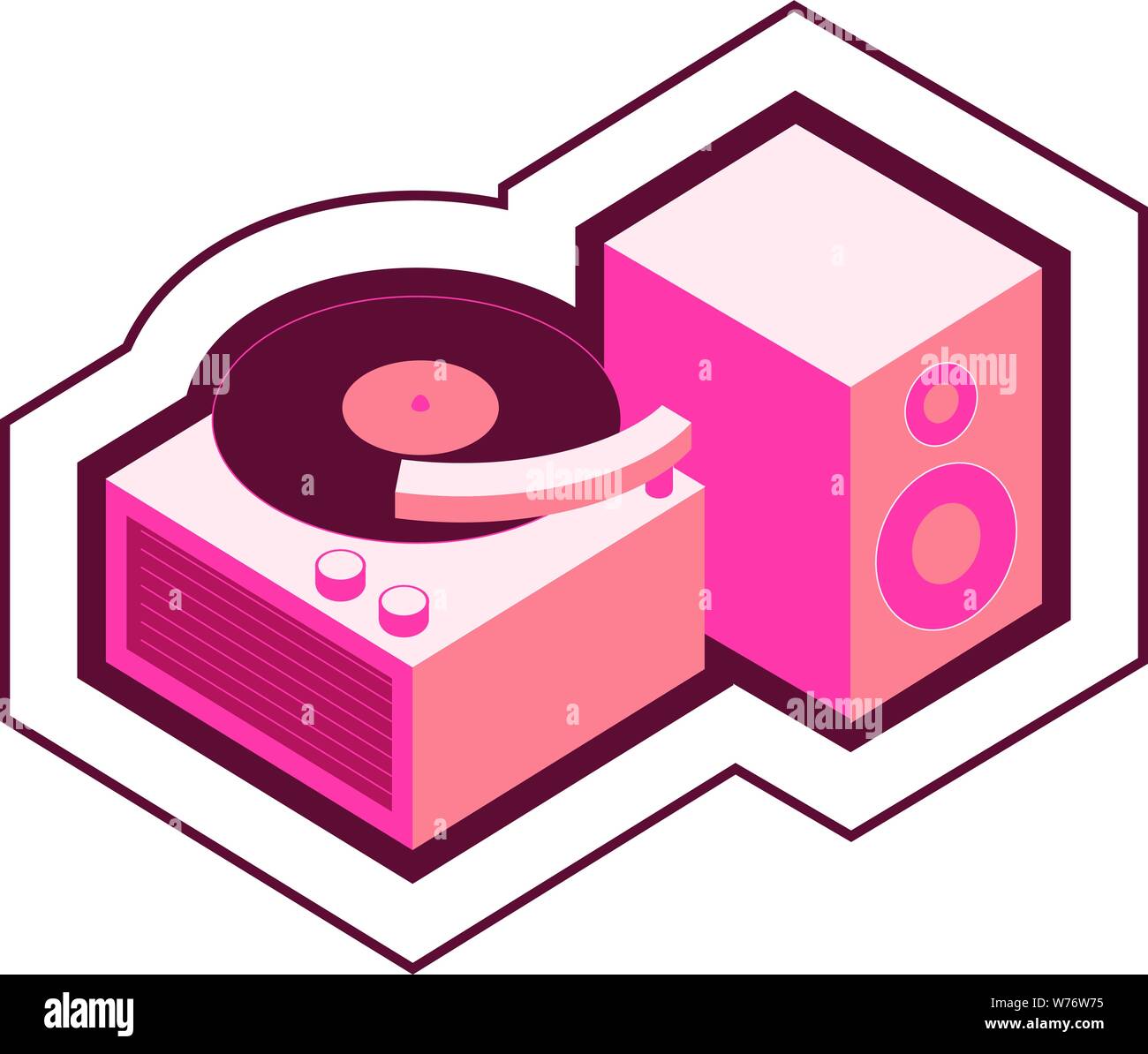 Vintage simple iconique ou phonographe record player graphic Illustration de Vecteur