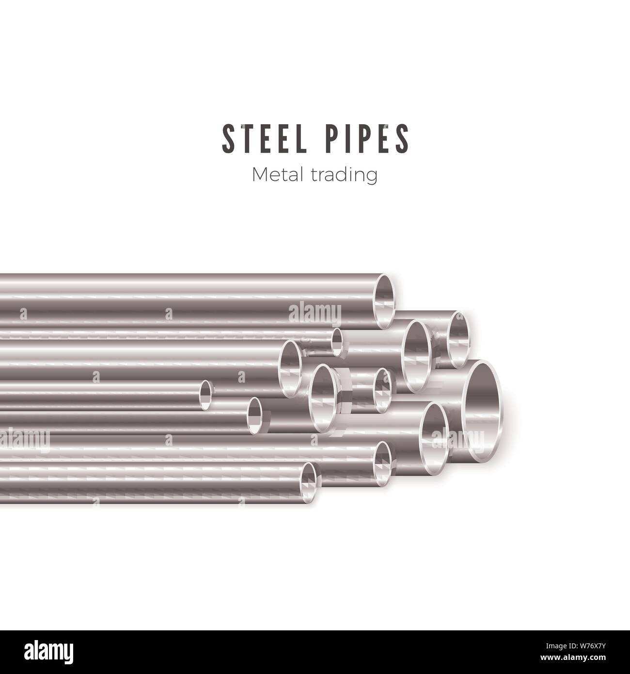 Les tuyaux en métal pile. Modèle de page de la production des tubes. Vector illustration isolé sur fond blanc Illustration de Vecteur