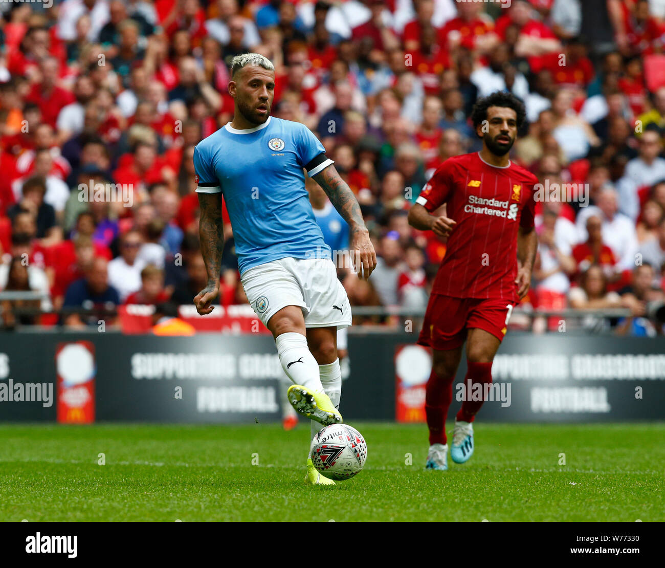 Londres, Royaume-Uni. Le 04 août, 2019. Londres, Angleterre. 04 AOÛT : Manchester City's Nicolas Otamendi durant la FA Community Shield entre Liverpool et Manchester City au stade de Wembley sur août 04, 2019 à Londres, en Angleterre. Action Crédit : Foto Sport/Alamy Live News Banque D'Images