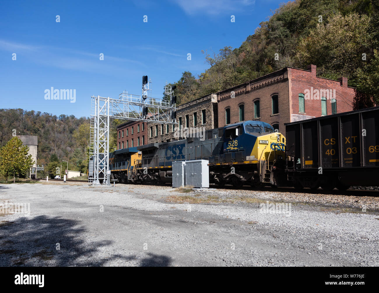Chesapeake & Ohio un train de charbon de fer, une des approches Thurmond déserte la plupart du vieux charbon des Appalaches en Virginie de l'Ouest ville Description physique : 1 photographie : numérique, tiff, la couleur. Notes : l'achat ; Carol M. Highsmith Photographie, Inc. ; 2015 ; PP/DLC (2015:055). ; Banque D'Images