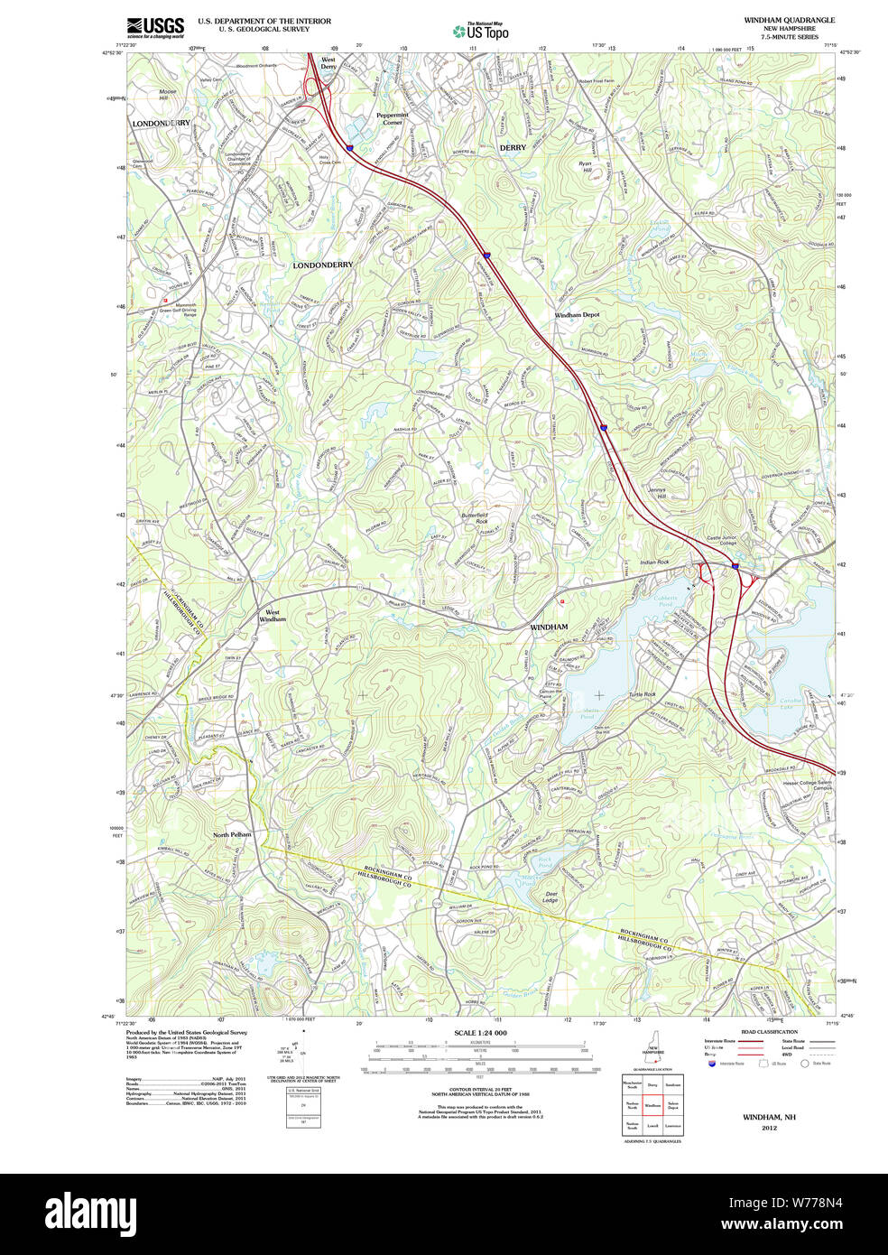 Carte TOPO USGS New Hampshire NH Windham 20120517 Restauration TM Banque D'Images