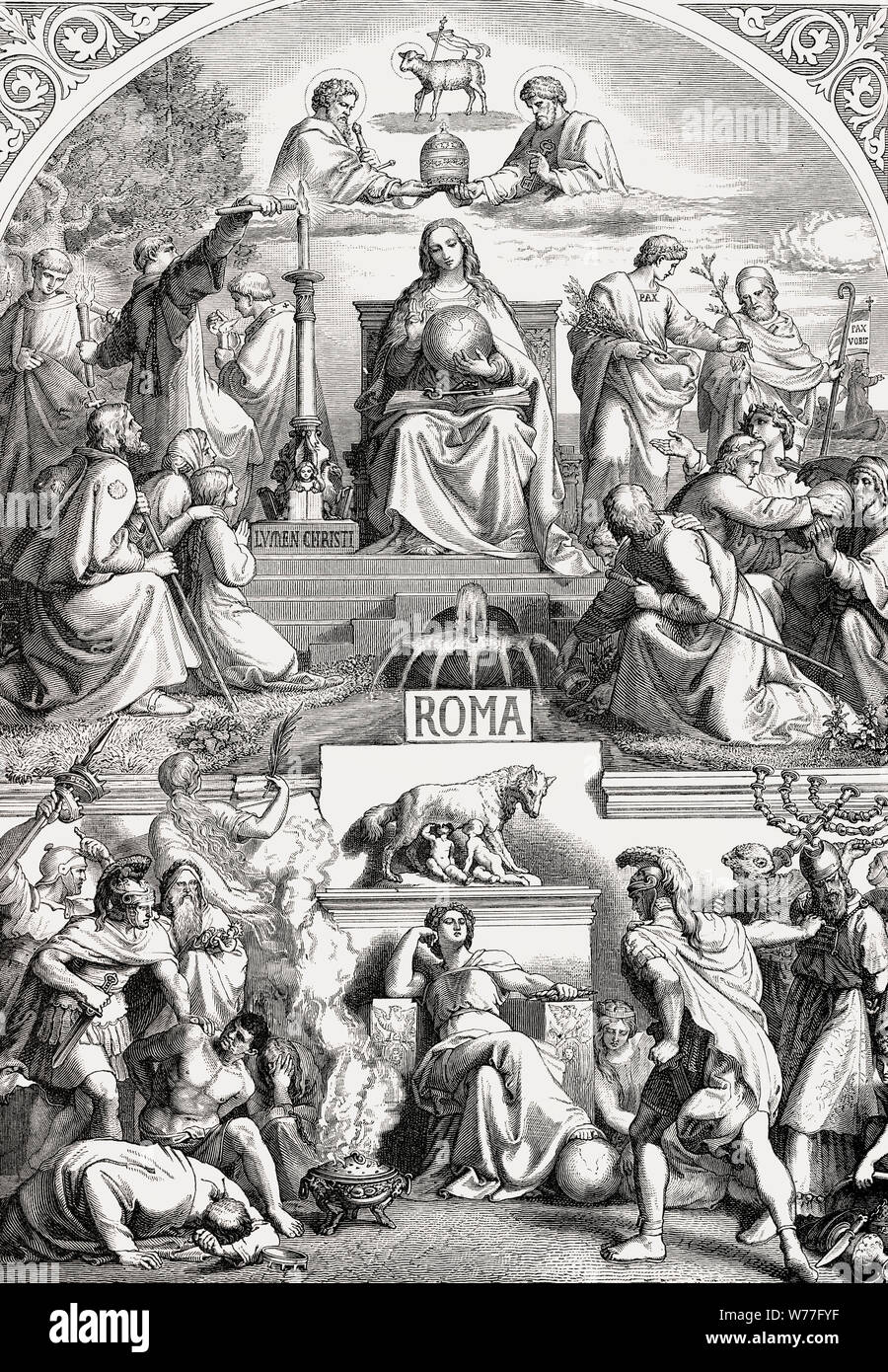 Allégorie de la vie chrétienne et païenne dans la Rome Ancienne Banque D'Images