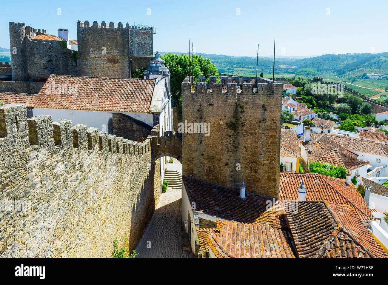 Château d'Obidos et ville médiévale, Obidos, Leiria, Portugal, Estremadura District Banque D'Images
