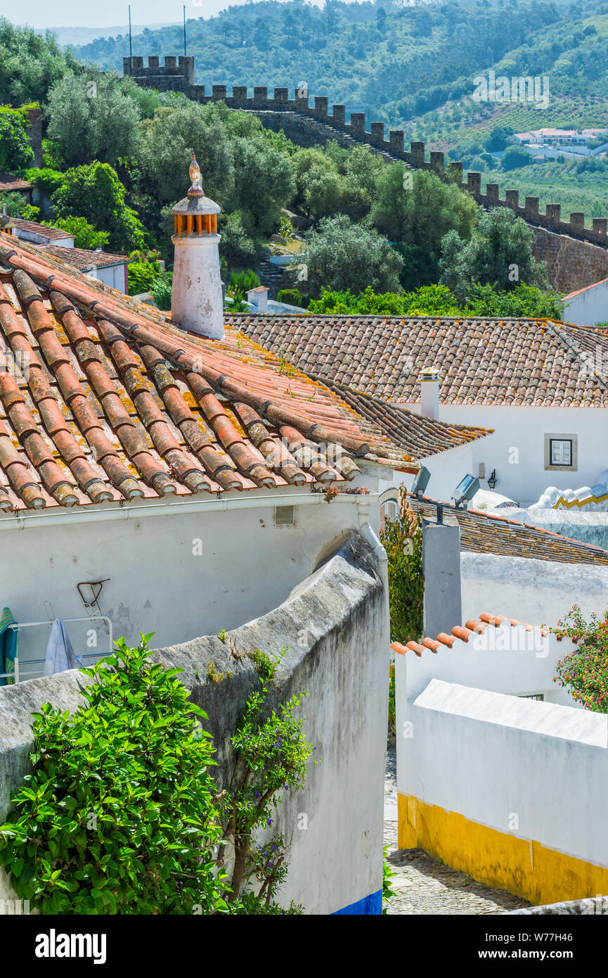 Ville médiévale d'Obidos, district de Leiria, Portugal, Estremadura Banque D'Images