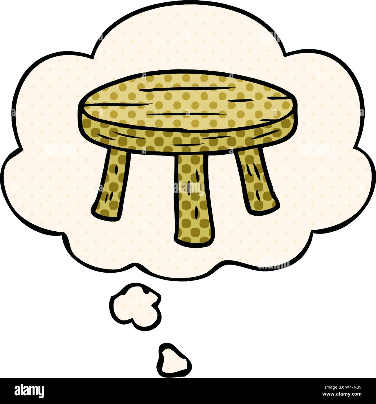 Cartoon petit tabouret avec bulle de pensée dans un style bande dessinée Illustration de Vecteur