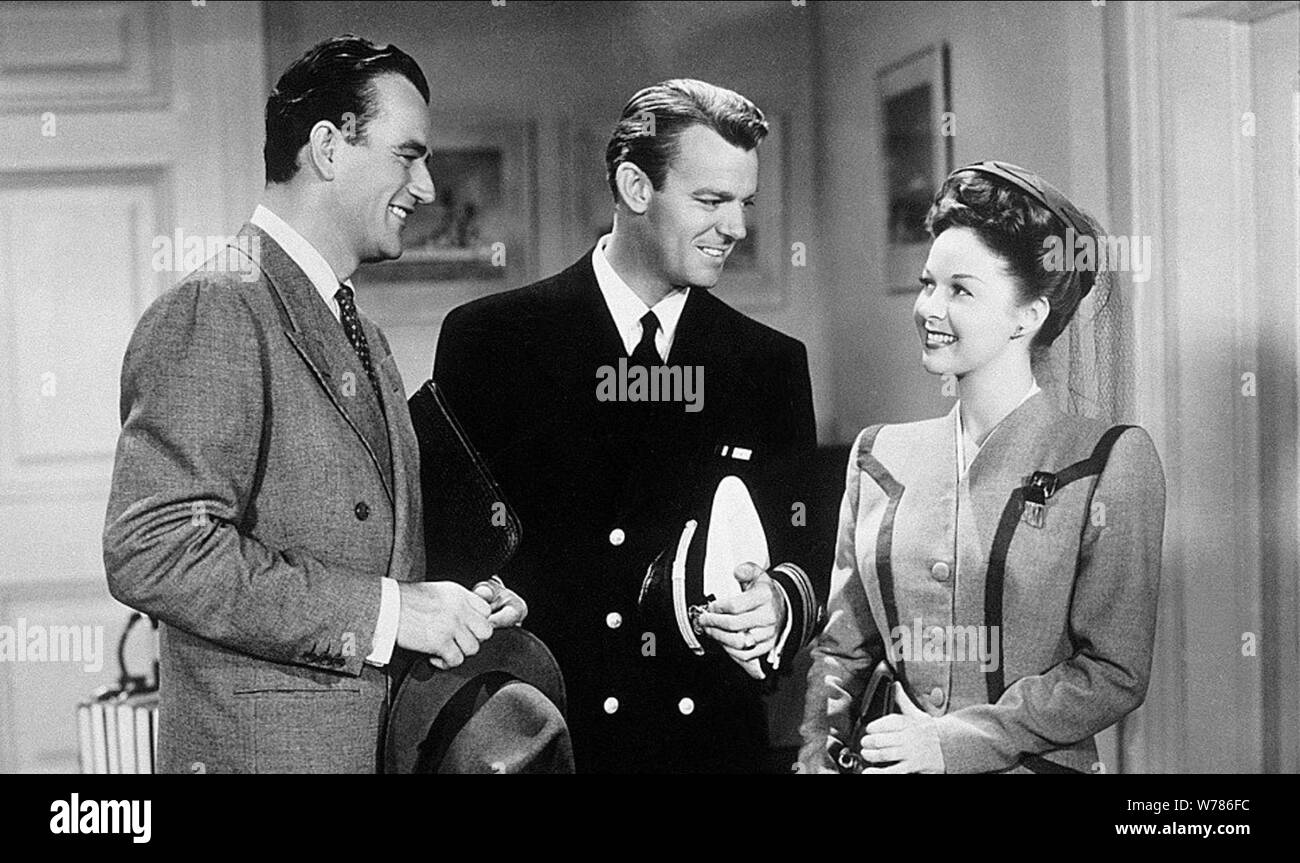 JOHN WAYNE, Dennis O'KEEFE, Susan Hayward, LES COMBATS SEABEES, 1944 Banque D'Images