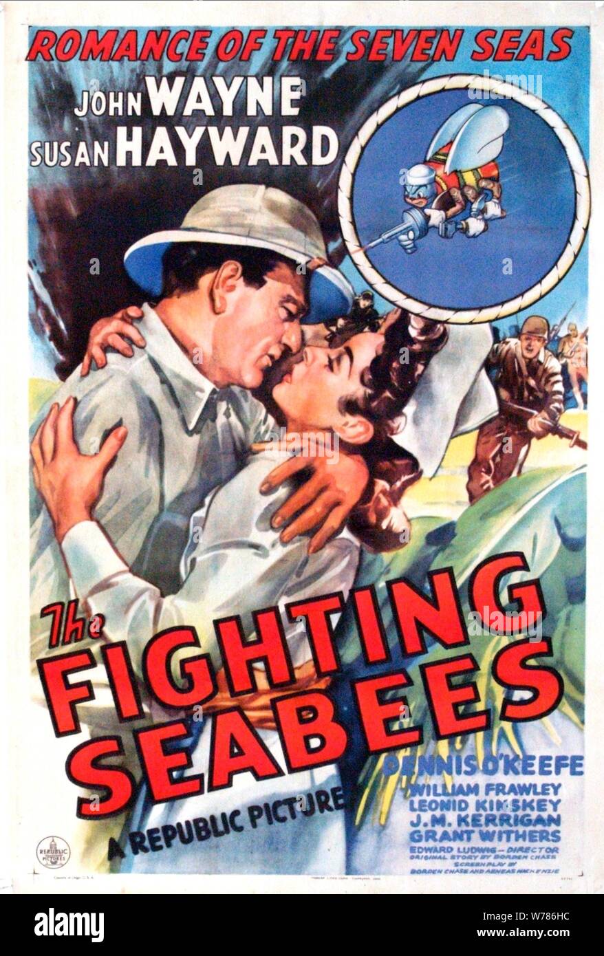 JOHN WAYNE, Susan Hayward, AFFICHE LES COMBATS SEABEES, 1944 Banque D'Images
