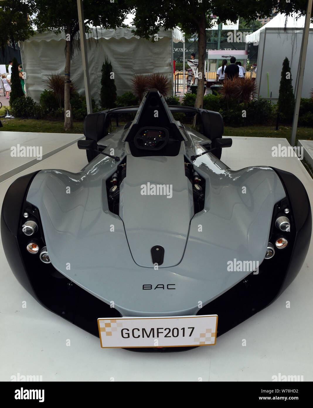 Un ta voiture de sport voiture de sport britannique Briggs fabrication Compagnie Automobile (BAC) est sur l'affichage pendant la deuxième Gold Coast Motor Festival à Hong Banque D'Images