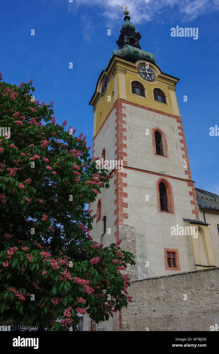 Clocher de l'ancien château dans le centre historique de Banska Bystrica, Slovaquie Banque D'Images