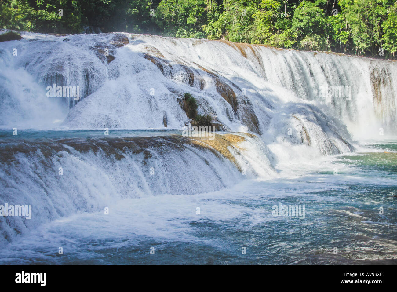 Détail de la cascade de cascadas de Agua Azul au Chiapas au Mexique Banque D'Images