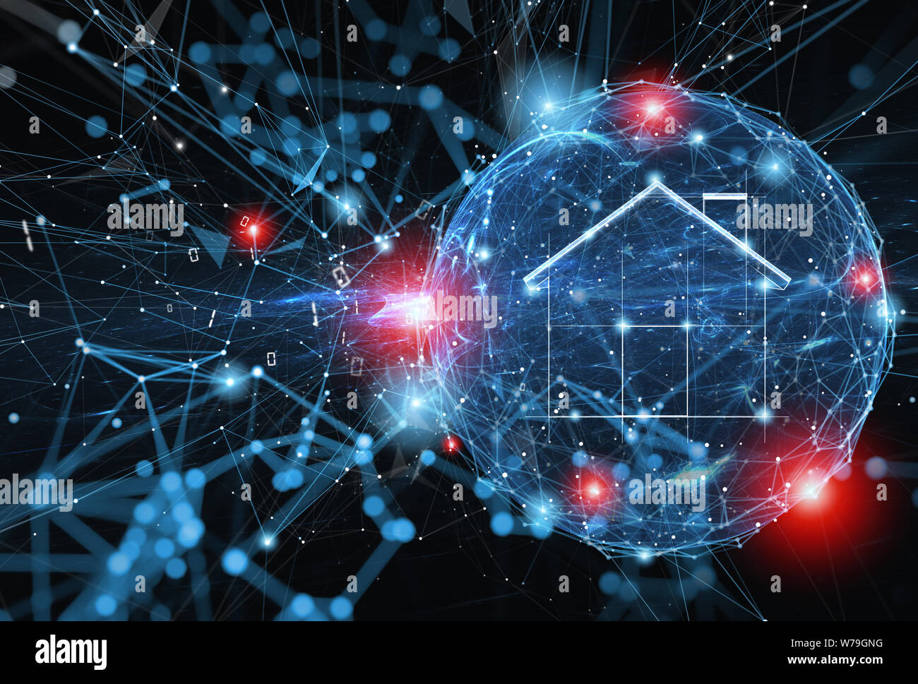 Sphere shield protège les renseignements personnels et de l'internet réseau d'accueil de web attaque. Concept de sécurité et pare-feu Internet. Banque D'Images
