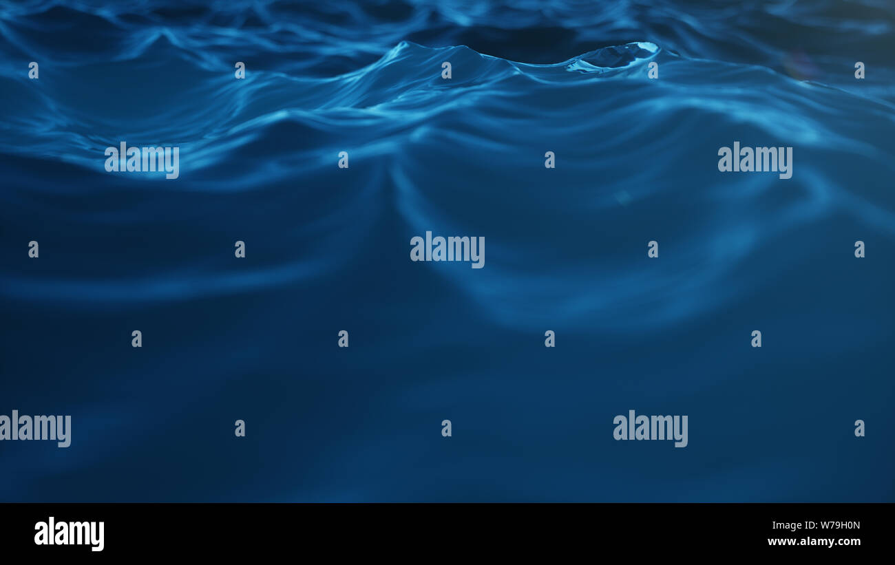 Mer vague low angle view. Fond de l'eau de l'océan. Mer ou océan vagues vue rapprochée. Beau bleu de l'eau propre, 3D Rendering Banque D'Images