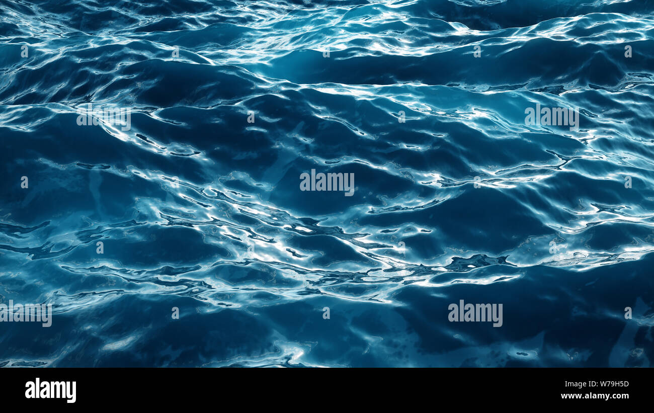 Mer vague low angle view. Fond de l'eau de l'océan. Mer ou océan vagues vue rapprochée. Beau bleu de l'eau propre, 3D Rendering Banque D'Images