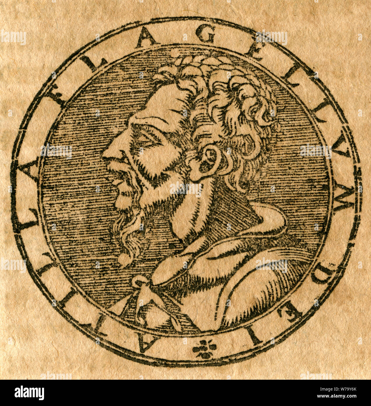 Europa, Ungarn, Attila, König der Hunnen, Porträt, aus : ' ' Cosmographia , des Sebastian Münster , Holzschnitt, um das motiv , 1620 ist aus einem Buch . / L'Europe, la Hongrie, Attila, roi des Huns, portrait de : ' ' Cosmographia , par Sebastian Münster , gravure sur bois de 1620, une image de réserve . . Banque D'Images