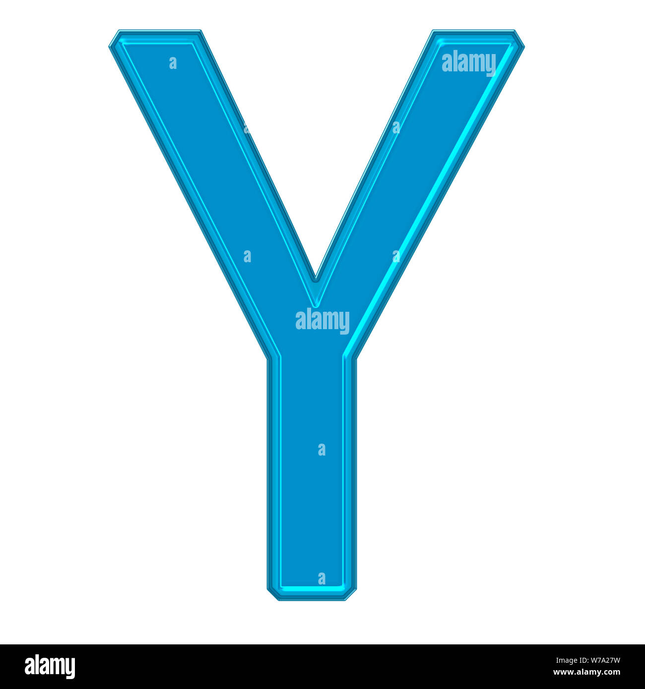 Alphabet Electique lumière néon blanche sur un mur bleu.néon blanc lumière sur un mur bleu Banque D'Images
