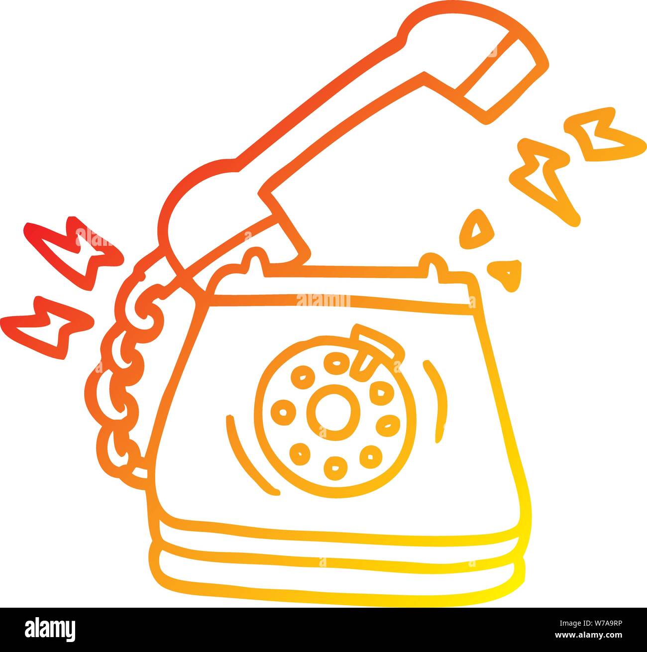 Ligne De Gradient Chaud Dessin D Une Caricature Telephone Qui Sonne Image Vectorielle Stock Alamy