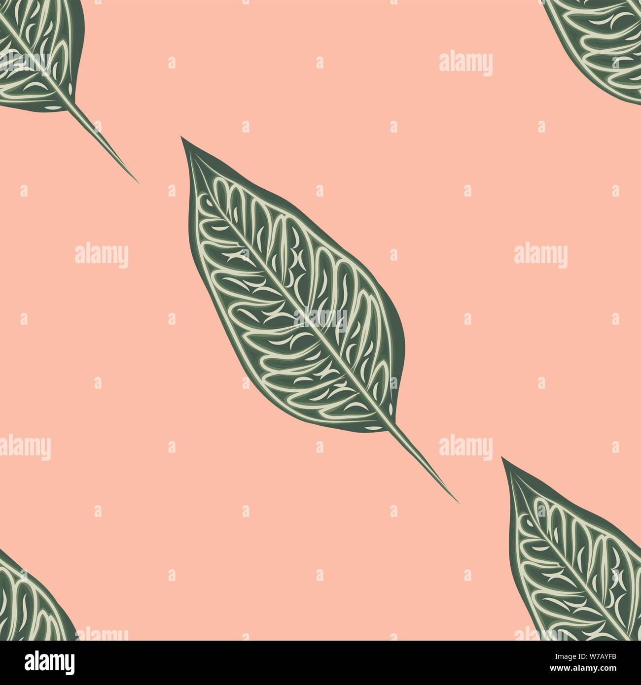 Modèle transparent, vert foncé, blanc Ficus elastica feuilles sur fond clair Illustration de Vecteur