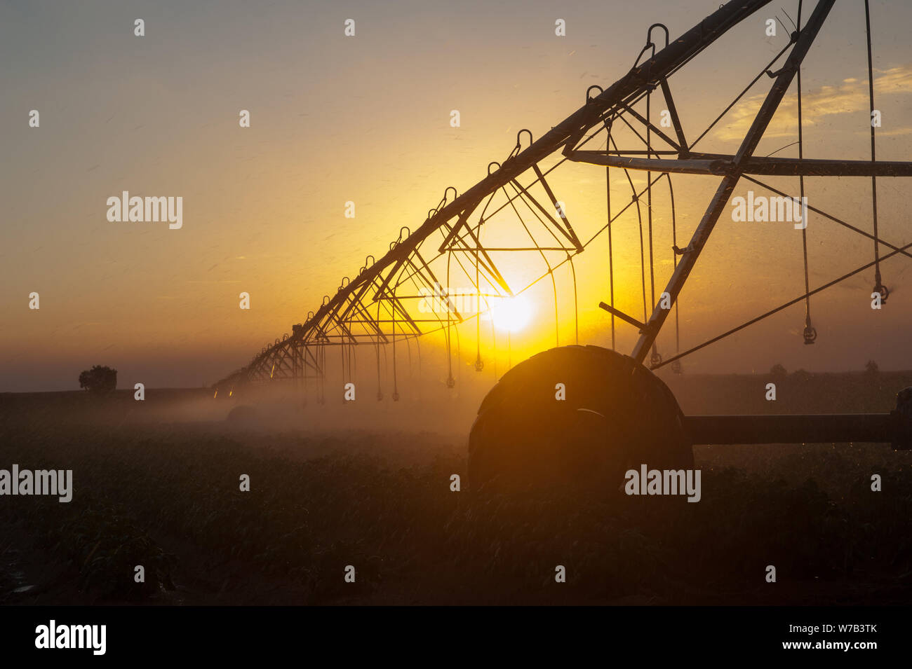 La système d'irrigation dans les champs sur la frontière d'Israël, l'Egypte et la bande de Gaza Banque D'Images