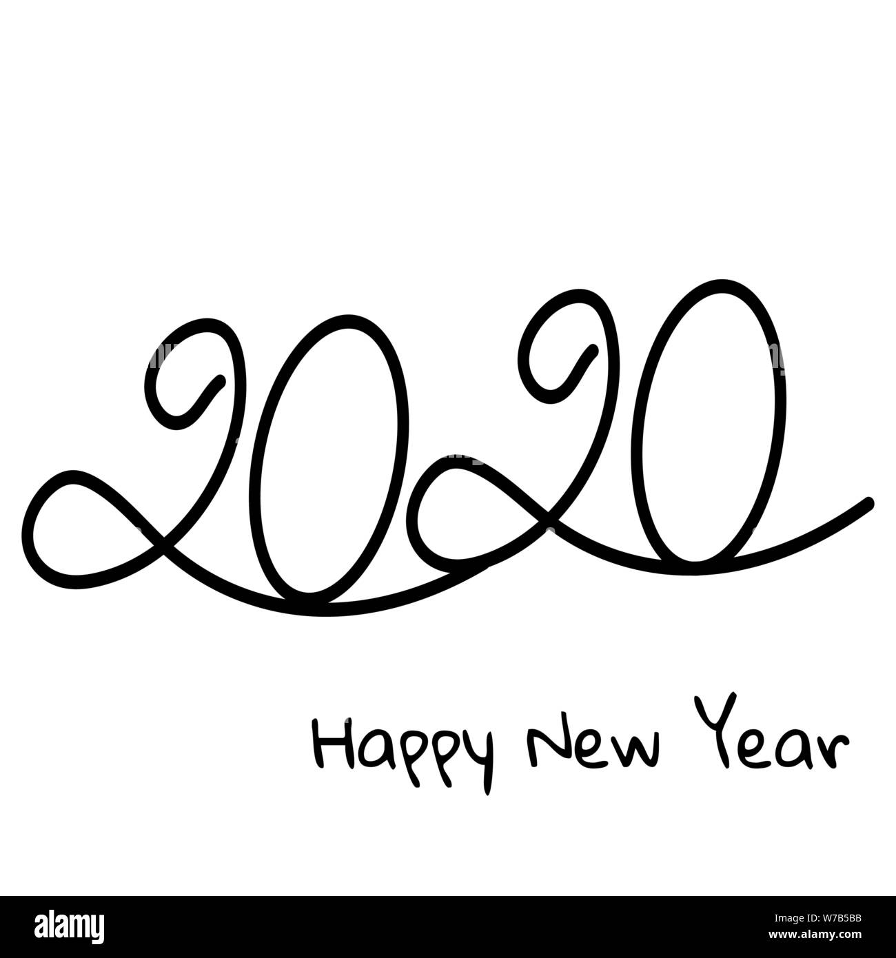 Vector illustration. 2020 design texte couleur noire, Collection de bonne année et de bonnes vacances, élément de design lettrage isolated on white background Illustration de Vecteur