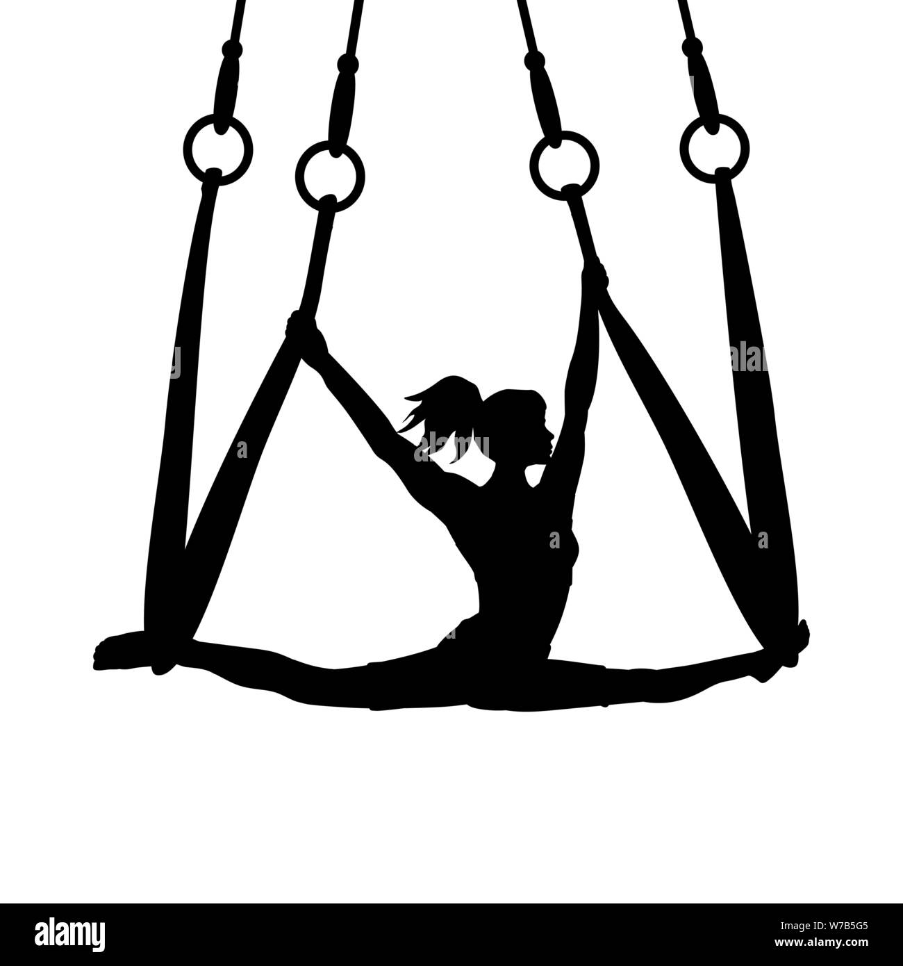 Exercices de yoga girl Silhouette posent aero split Illustration de Vecteur