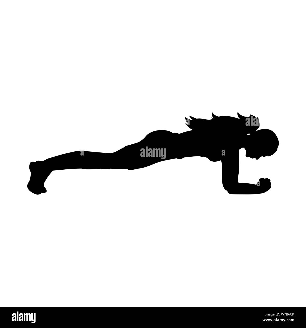 Exercices de yoga girl Silhouette posent des pousées Illustration de Vecteur