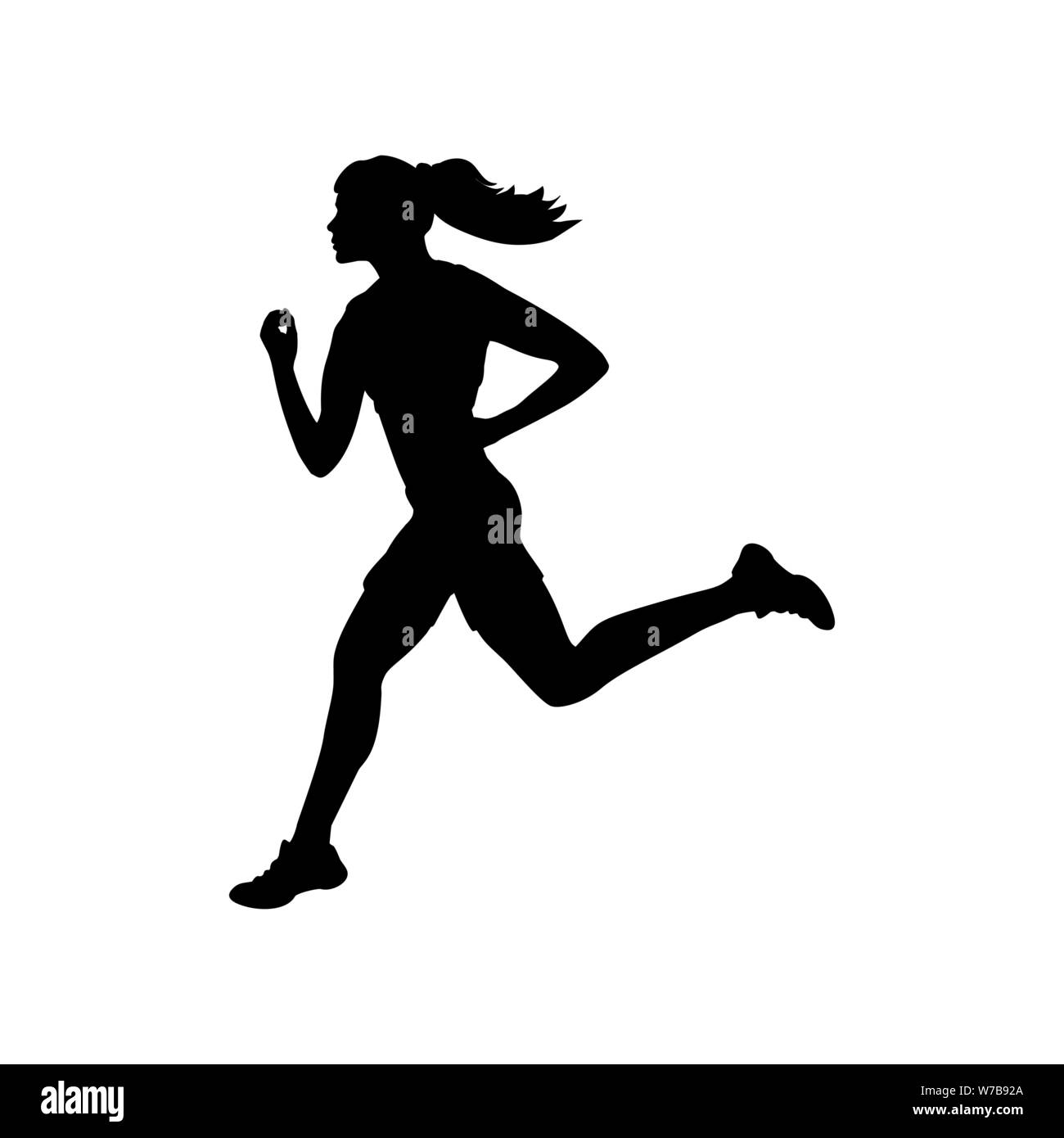 Athlète coureur sport fille santé remise en forme silhouette Illustration de Vecteur