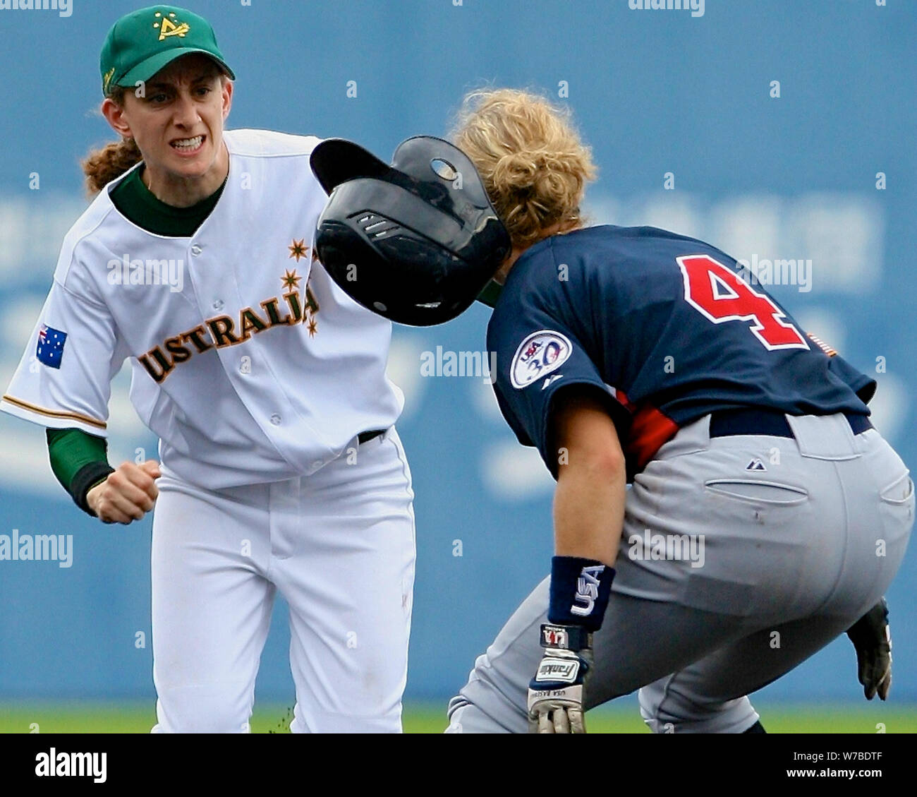 Loren-Vieille, l'équipe de baseball Les Australiennes. Banque D'Images