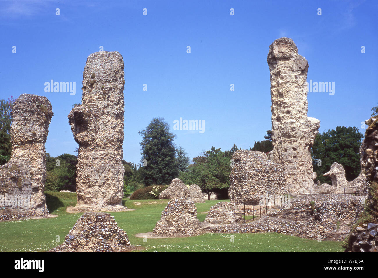 Ruines de l'abbaye, l'abbaye de Bury St Edmunds, Banque D'Images