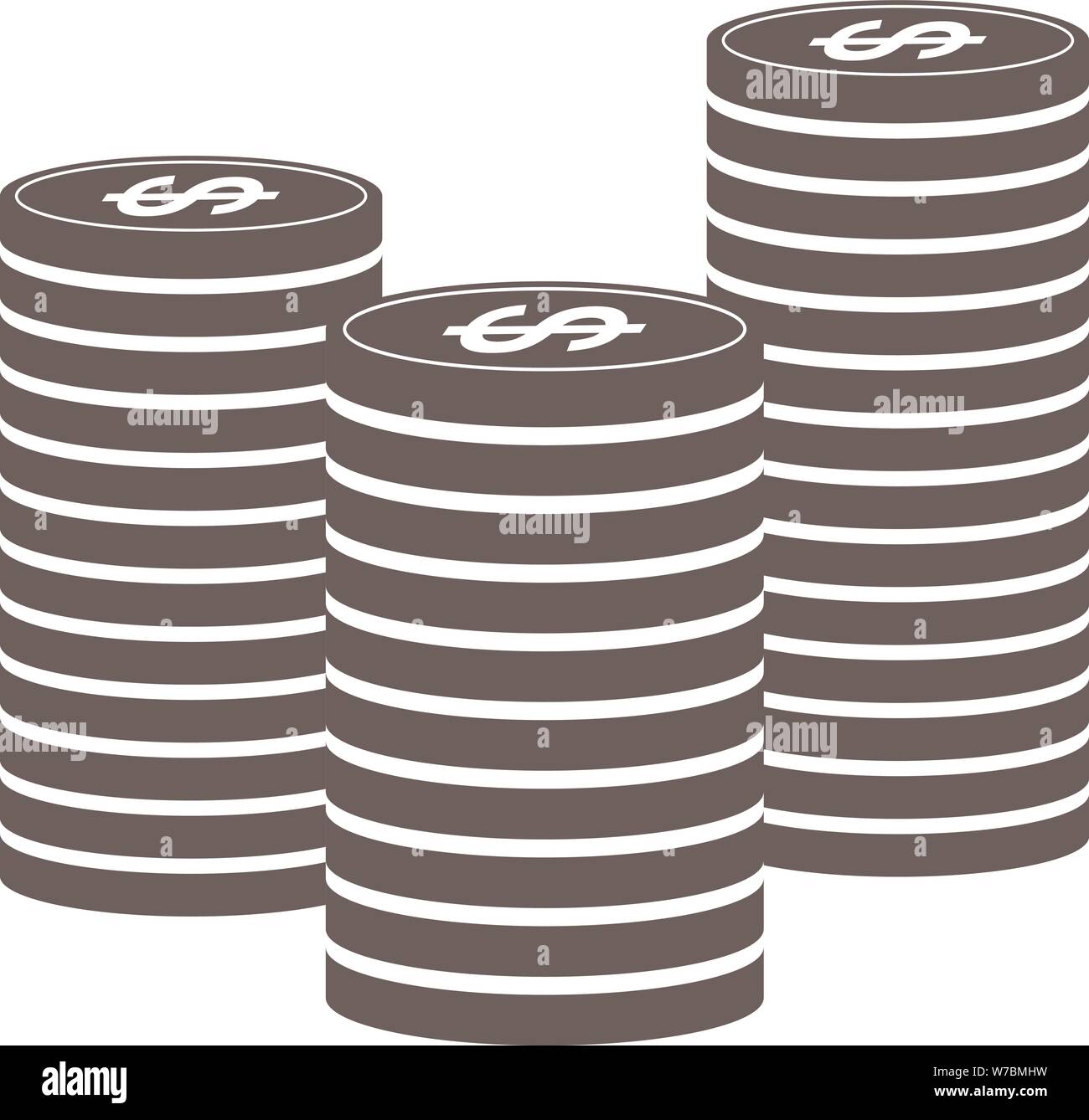 Des piles de pièces de monnaie, l'argent noir et blanc illustration vecteur icône Illustration de Vecteur