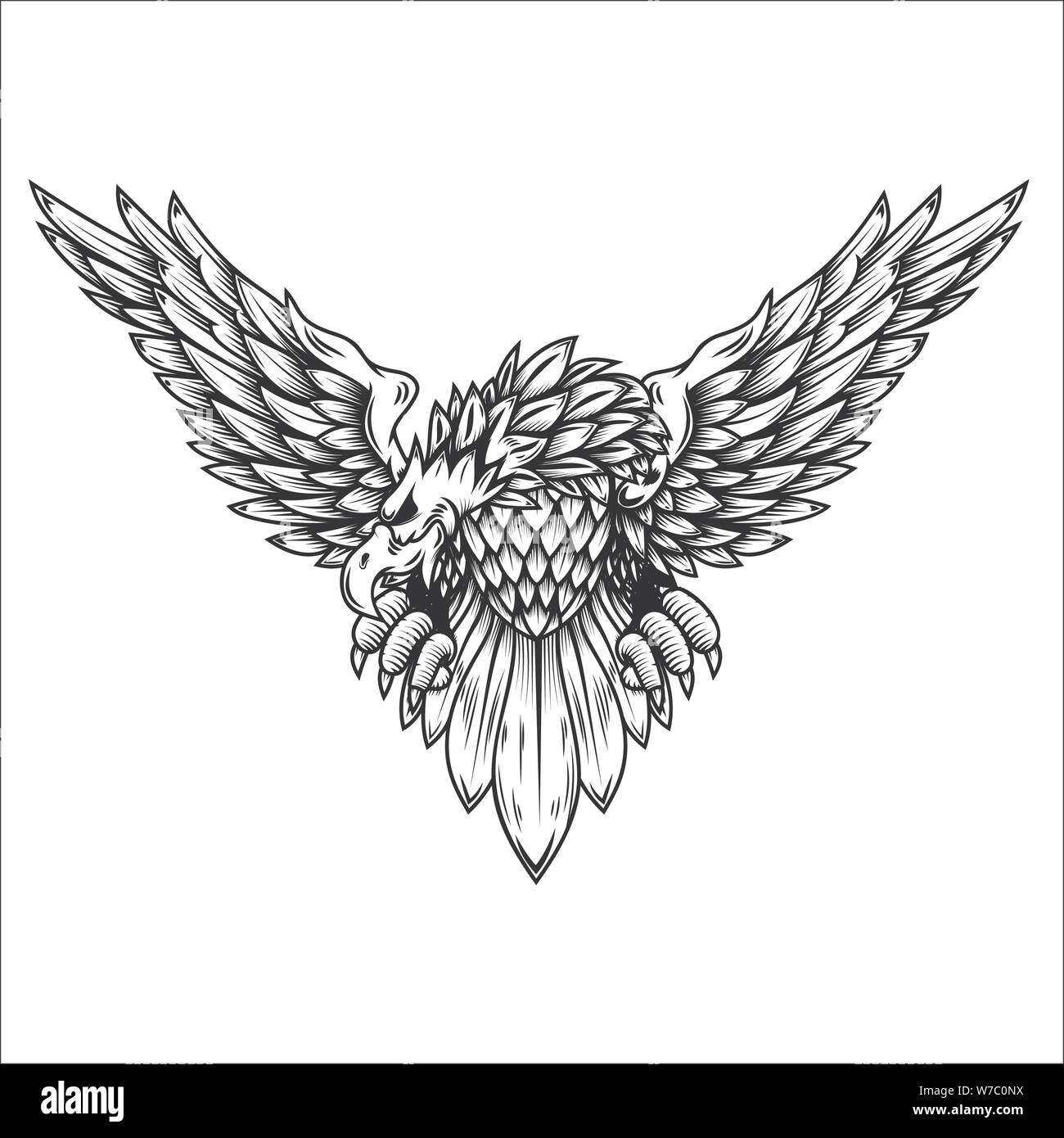 Eagle illustration isolé sur fond blanc. L'élément de conception pour poster, carte de visite, bannière, t shirt, emblème, signe. Vector illustration Illustration de Vecteur