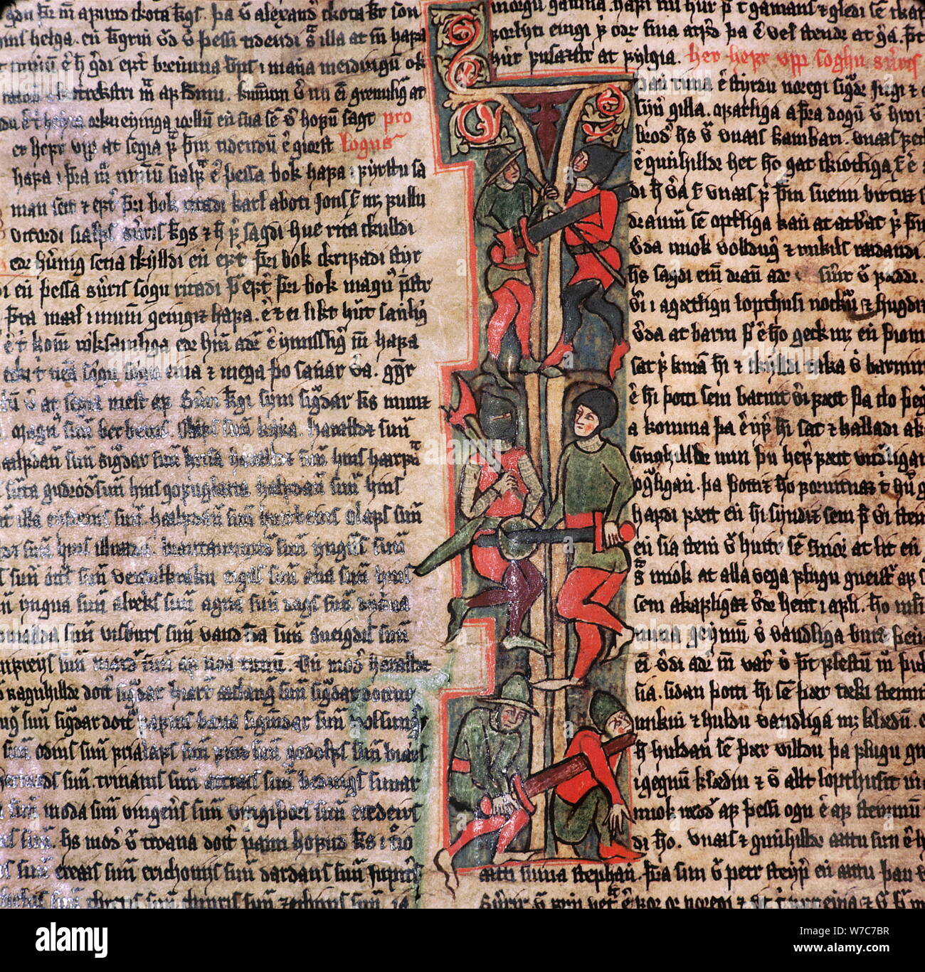 Illustration de la collection de sagas islandaises, le Flateyjarbok. Banque D'Images