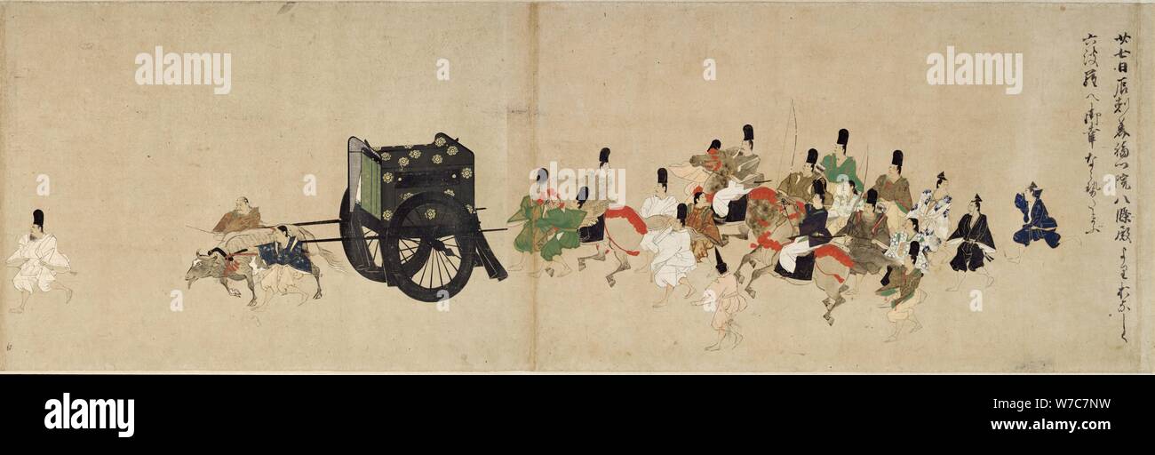L'illustre histoire de la guerre civile Heiji (la Visite impériale à Rokuhara) 5 Faites défiler, 13ème siècle. Artiste : Anonyme Banque D'Images