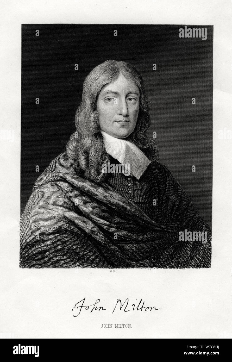 John Milton, poète anglais du xixe siècle. Artiste : W Holl Banque D'Images