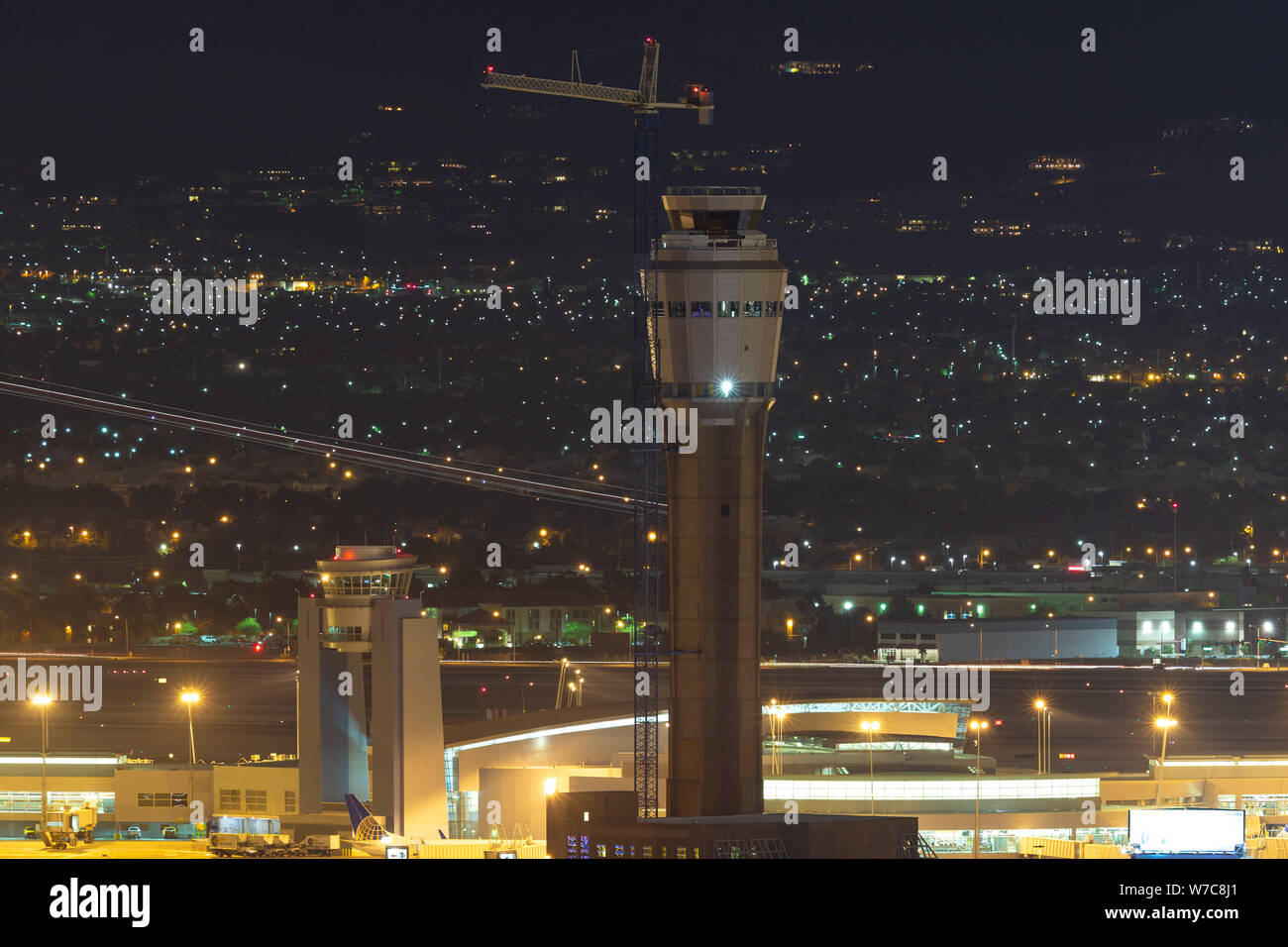 Tour de contrôle de la circulation aérienne à l'aéroport international McCarran de Las Vegas. Banque D'Images