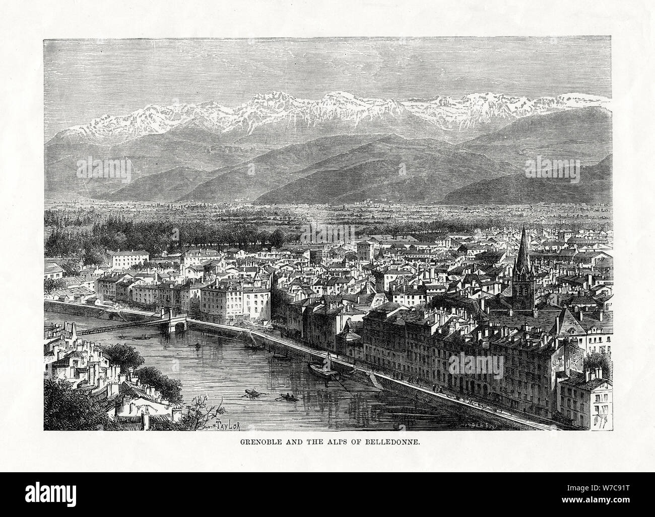 Grenoble et les Alpes de Belledonne, France, 1879. Artiste : Inconnu Banque D'Images