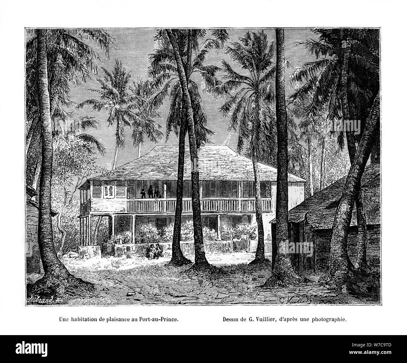 Bâtiment Tropical, Port-au-Prince, Haïti, 19e siècle. Artiste : De Kermenguy Banque D'Images