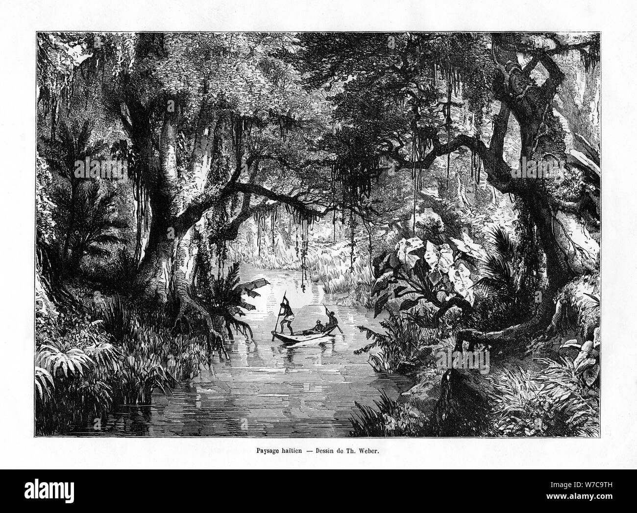 River en Haïti, 19e siècle. Artiste : T Weber Banque D'Images