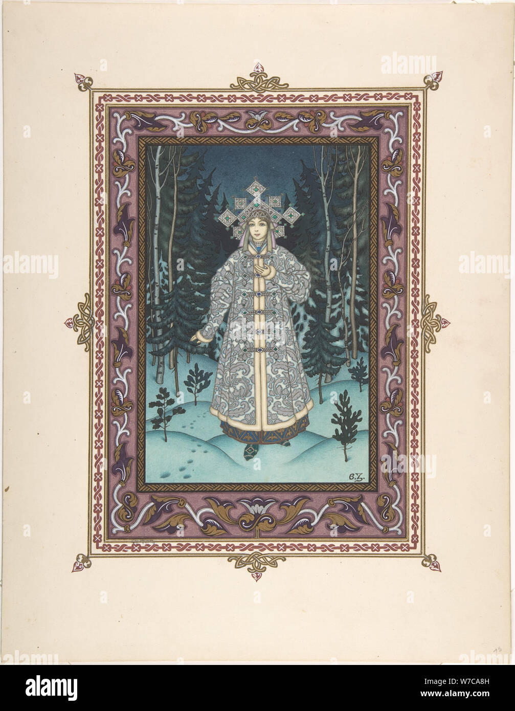 Illustration pour le conte de fées Snegurochka, ch. 1925. Artiste : Zvorykin, Boris Vasilievich (1872-après 1935) Banque D'Images