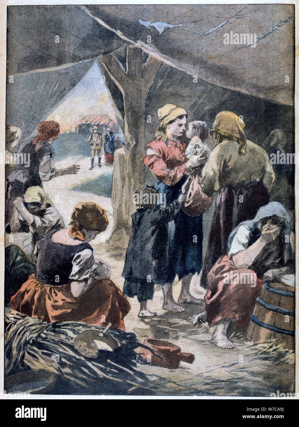 Les familles boers dans un camp de prisonniers britanniques, 1901. Artiste : Anon Banque D'Images