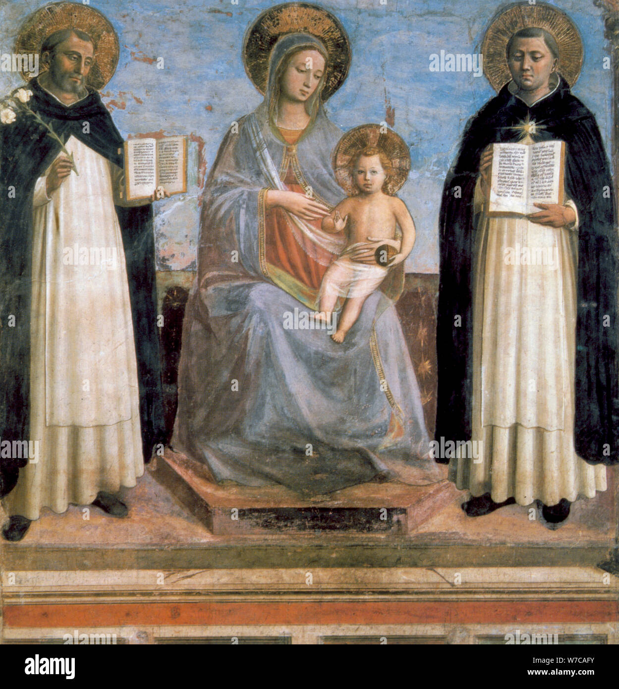 "Vierge à l'enfant avec Saint Antoine de Padoue et Saint Thomas d'Aquin', début du 15ème siècle. Artiste : Fra Angelico Banque D'Images